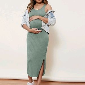 SHEIN Maternity Split Side Cable Knit Sleeveless Dress Size medium 6